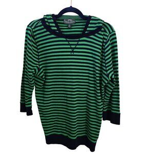 Lauren Ralph Lauren Active Blue Green Striped Hooded Plussize Jersey Size 1X